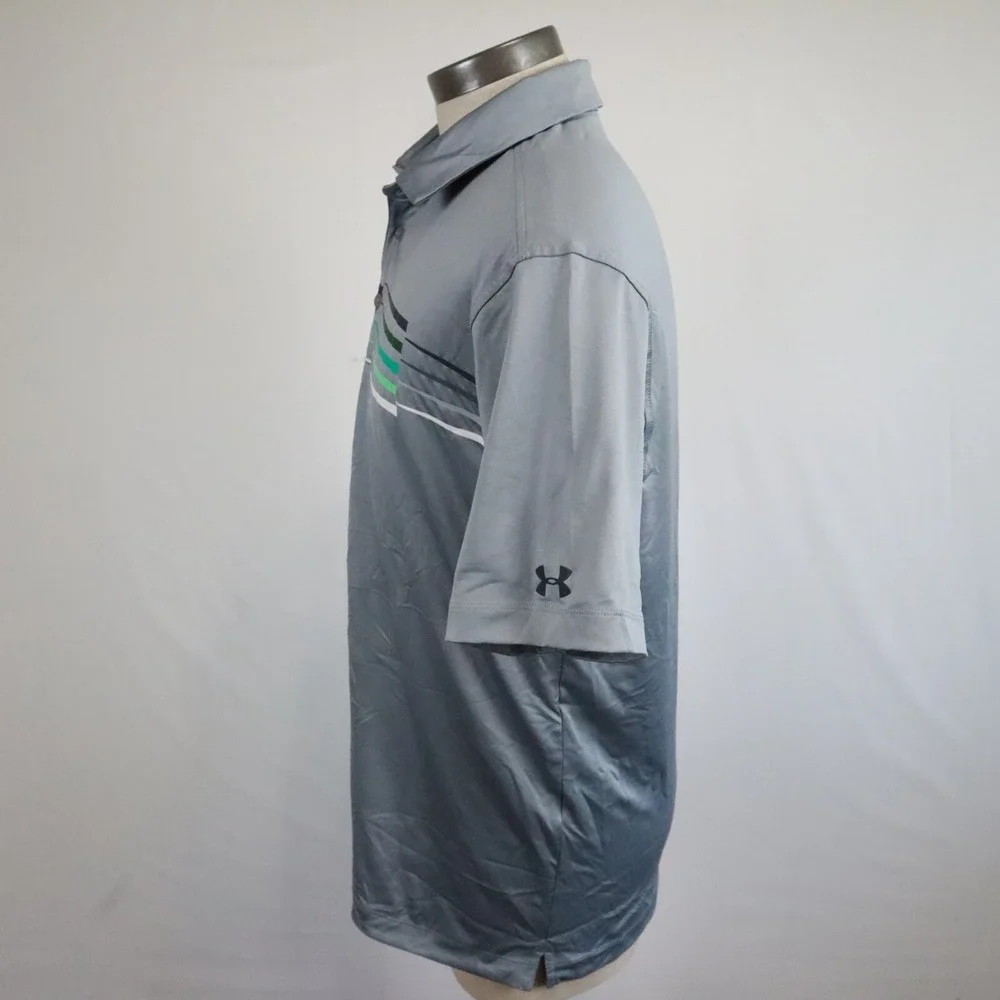 Under Armour Polo Shirt Mens Large HeatGear Golf Short Sleeve Stellar Drilling‎